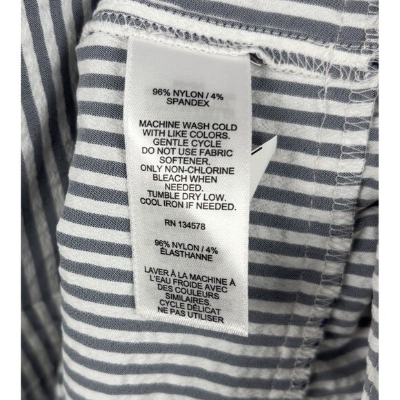 Vineyard Vines Women L Harbor Flutter Seersucker Tunic Dress Gray Striped Cinch - Picture 5 of 10